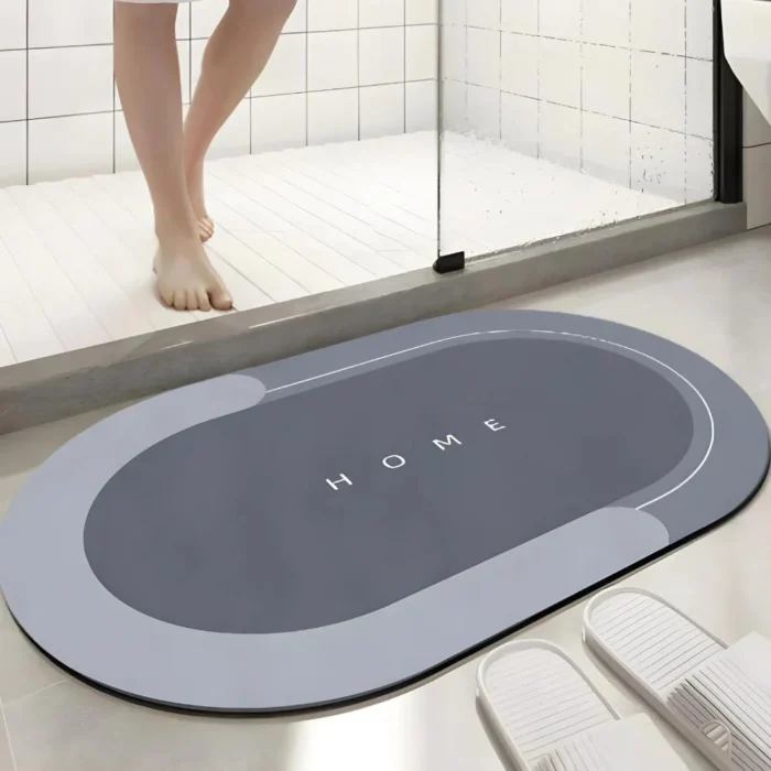 Tapete Oval Absorvente de Banheiro Secagem Rápida Antiderrapante