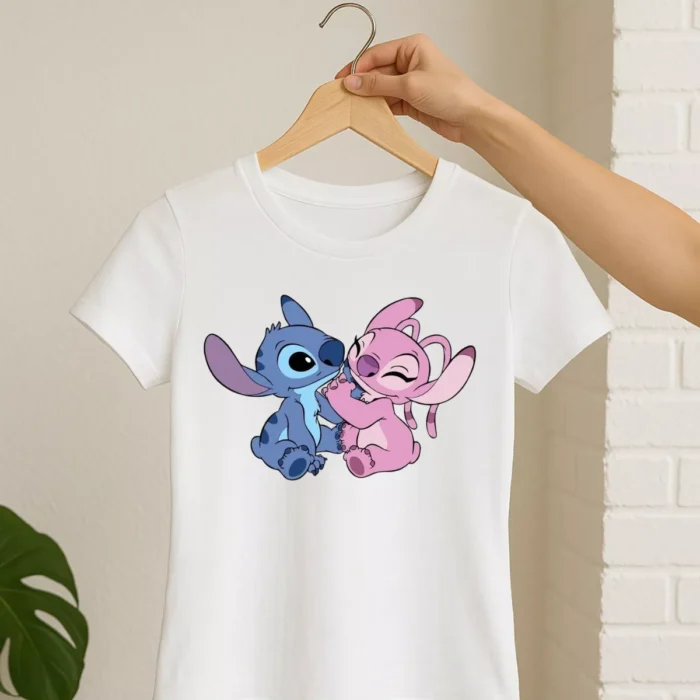 Baby Look Stitch e Angel Feminina Look Fanatica Presente Casual