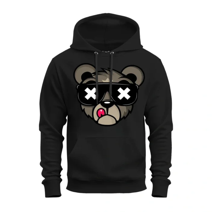 Moletom com Capuz Estampa Divertida Urso Masculino Estilo Descolado