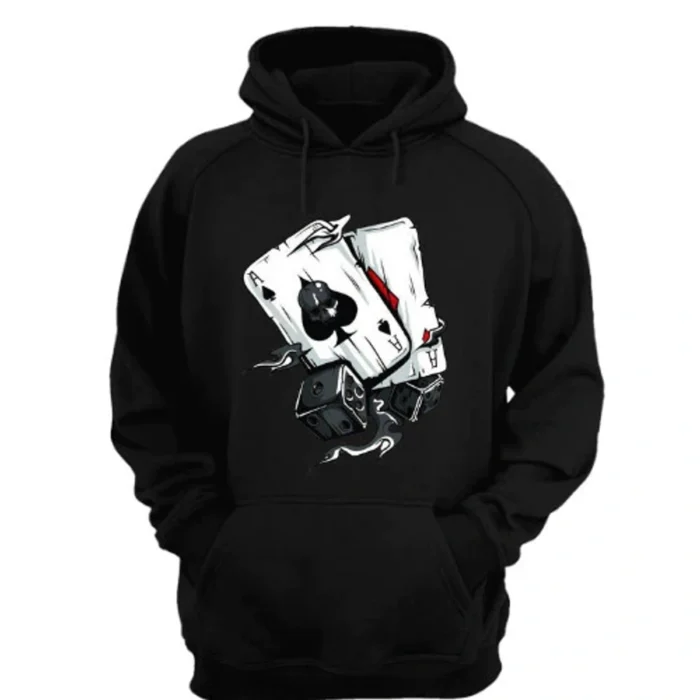 Moletom com Capuz Estampa Baralho Look Urbano Masculino Dia a Dia